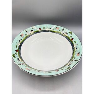 Warren Kimble Coastal Breeze Lighthouse Sailboat Serving Bowl‎ Stoneware